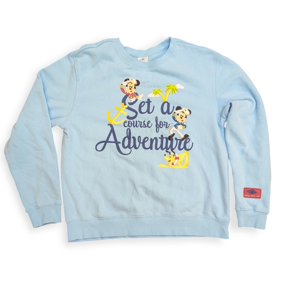 Disney Cruise Line Womens Sweater Blue Medium Captain Mickey Minnie Mouse DCL - Picture 1 of 7